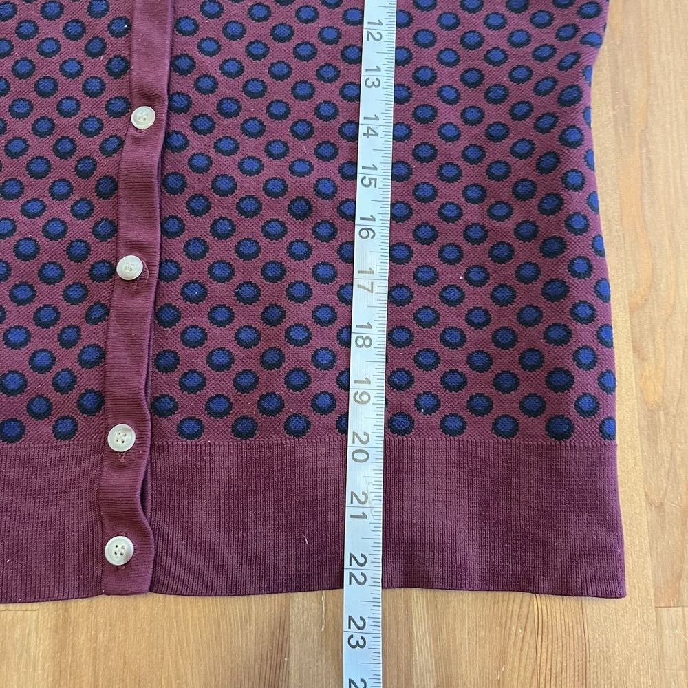 Ann Taylor Burgundy and Navy Polka Dot Cardigan - Picture 13 of 13